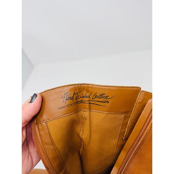 Franco Sarto Women's Brown Leather Block Heel Ankle Boots Side Zip Western 9.5 - Picture 2 of 10